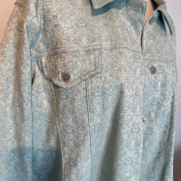 Susan Graver Aqua Embossed Jacket size XL - Picture 4 of 5